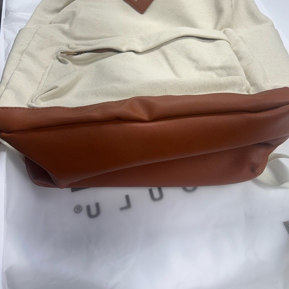 LOULU Large Canvas Tan Beige Backpack Vegan Leather NEW in Bag main image 4